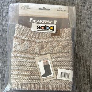 BearPaw Beige and Cream Knit Boot Toppers New